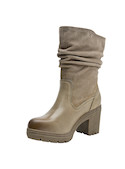 Bota casual de cuero beige para mujer, con textura suave y resistente, ideal para actividades al aire libre.