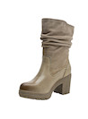 Bota casual de cuero beige para mujer, con textura suave y resistente, ideal para actividades al aire libre.