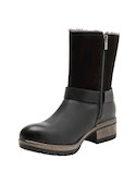 Botas casuales de cuero negro para mujer, con taco bloque y diseño rústico refinado.