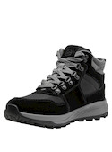 Botín negro de cuero para mujer, estilo outdoor, ideal para aventuras diarias y combinaciones casuales.