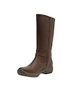Bota de cuero moro para mujer, diseño robusto y elegante, ideal para actividades casuales.