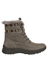 Botín casual en cuero taupe, altura de taco plano de 5 cm, ideal para el día a día.
