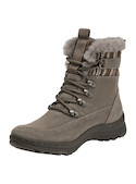 Botín casual de mujer en suave tono taupe, fabricado en cuero, ideal para actividades urbanas.