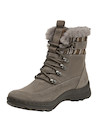 Botín casual de mujer en suave tono taupe, fabricado en cuero, ideal para actividades urbanas.