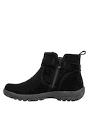 Botín negro con textura suave, diseñado para un look auténtico y moderno.