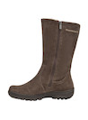 Bota de caña alta en cuero café, diseño elegante ideal para looks informales y confort diario.