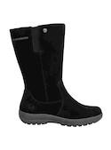 Bota negra con taco plano de 4.5 cm, ideal para uso diario y comodidad.