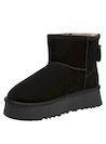 Botín negro casual para mujer, confeccionado en material sintético, ideal para actividades al aire libre.