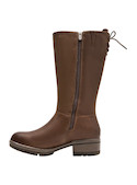 Bota de cuero café con taco bloque de 4.5 cm, perfecta para comodidad en el día a día.