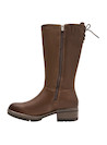 Bota de cuero café con taco bloque de 4.5 cm, perfecta para comodidad en el día a día.