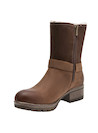 Bota de cuero para mujer en color moro, estilo casual, ideal para actividades al aire libre.
