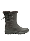 Bota casual gris de cuero para mujer, ideal para combinar con jeans o vestidos sencillos.