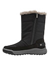 Bota negra de mujer con estilo natural, perfecta para combinar con jeans y chaqueta ligera.