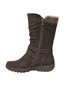 Bota casual de mujer en cuero moro, equipada con correa decorativa y cómoda pisada, perfecta para un look auténtico.