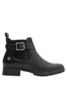 Botín negro de mujer con taco bloque de 3.6 cm, apto para actividades diarias.