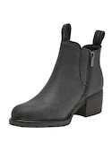 Botín de cuero negro para mujer, estilo vestir, ideal para actividades casuales y urbanas.
