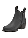 Botín de cuero negro para mujer, estilo vestir, ideal para actividades casuales y urbanas.