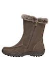 Bota de cuero café con diseño decorativo, ideal para actividades diarias.