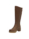 Bota de cuero café para mujer, estilo casual, con diseño robusto y taco bloque de 6 cm.