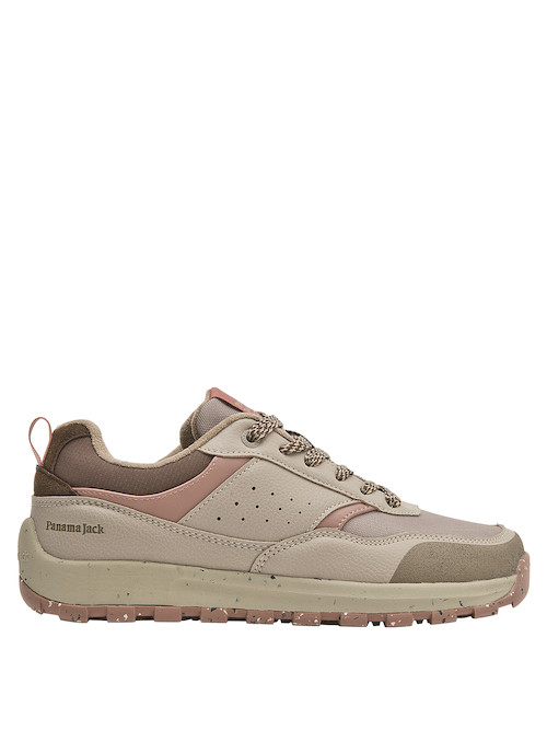 Zapatilla beige de mujer con punta redonda, adecuada para combinar con jeans o vestidos casuales.
