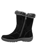 Bota casual negra de cuero con taco plano, ideal para actividades diarias.
