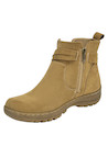 Botín de cuero camel para mujer, estilo casual, ideal para aventuras urbanas y al aire libre.