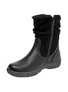 Botas de cuero negro para mujer, estilo casual, con taco plano y punta redonda.