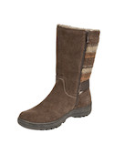 Botas de cuero café para mujer con diseño casual y punta redonda, ideales para actividades al aire libre.