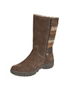 Botas de cuero café para mujer con diseño casual y punta redonda, ideales para actividades al aire libre.