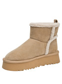 Botín beige casual para mujer, fabricado en material sintético, ideal para actividades diarias.