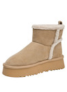 Botín beige casual para mujer, fabricado en material sintético, ideal para actividades diarias.