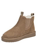 Botín casual para mujer en color taupe, material sintético con diseño elegante.