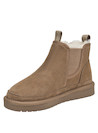 Botín casual para mujer en color taupe, material sintético con diseño elegante.