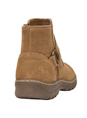 Botín camel para mujer, estilo casual, con tacos planos de 4.5 cm que ofrecen confort durante todo el día.