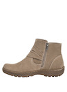 Botín de mujer en suave cuero taupe, diseño cómodo con punta redonda y taco plano de 4.5 cm.