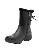 Botas de cuero negro para mujer, estilo casual, ideales para actividades al aire libre.