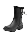 Botas de cuero negro para mujer, estilo casual, ideales para actividades al aire libre.