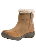 Botín de cuero camel para mujer, estilo casual, ideal para caminatas diarias con diseño atemporal.