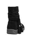 Botín casual de cuero negro para mujer, con taco plano de 4.5 cm para comodidad.