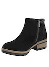 Botín negro de cuero para mujer, estilo casual, ideal para aventuras urbanas.