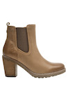 Botín de cuero camel para mujer, combina fácilmente con jeans ajustados o vestidos ligeros para un estilo versátil.