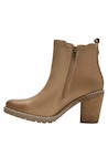 Botín de cuero camel para mujer con taco bloque de 8 cm, perfecto para un look cómodo y estilizado.