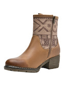 Botín de cuero camel para mujer, estilo vestir, ideal para ocasiones elegantes y actividades al aire libre.