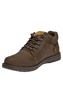 Botín urbano de cuero marrón para hombre, ideal para actividades al aire libre y uso diario.