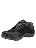 Zapatilla negra urbana para hombre, diseño sintético ideal para actividades diarias y exploración al aire libre.