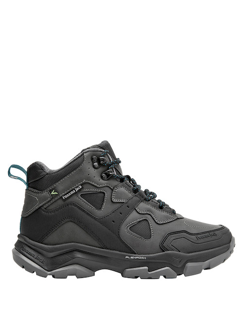 Botín outdoor gris para hombre, fabricado en material sintético resistente, perfecto para aventuras en la naturaleza.