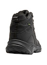 Botín outdoor negro para hombre, perfecto para aventuras al aire libre con estabilidad en terrenos variados.