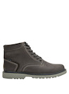 Botín masculino gris, confeccionado en cuero de alta calidad, ideal para actividades al aire libre.