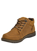 Botín de cuero camel para hombre, estilo urbano, ideal para actividades al aire libre.