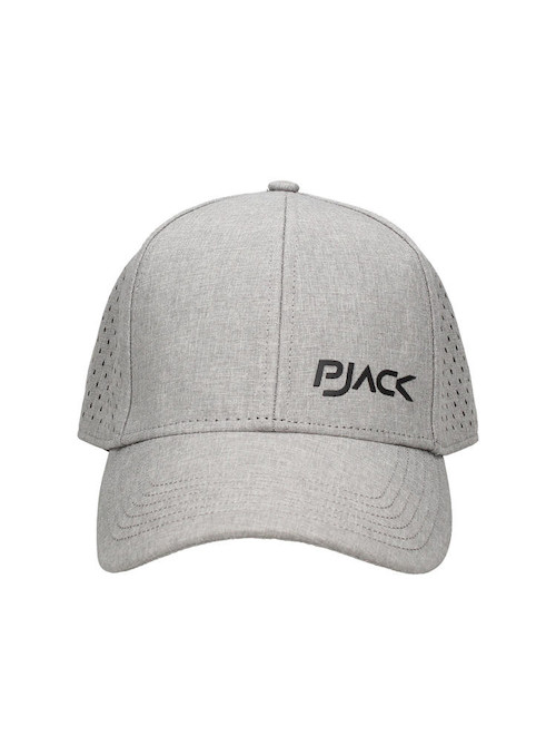 Gorra unisex gris de poliéster reciclado, diseñada para aventuras urbanas.